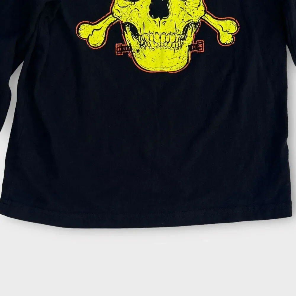 The Children's Place Boy's Black Frankenstein's Monster Skull T-Shirt Size 5-6